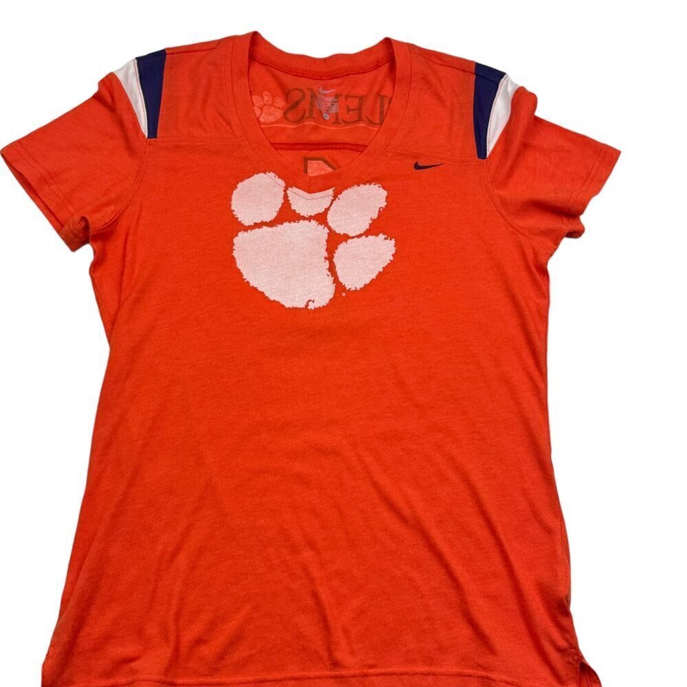 Nike Clemson Tigers Cotton Blend Logo/Graphic V-Neck T-Shirt Women's Size XL